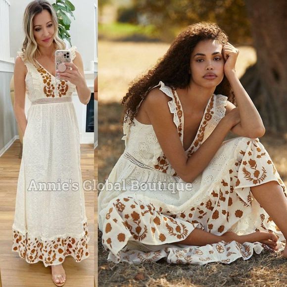 NWT, Anthropologie  Esperanza Embroidered Eyelet Maxi Dress - Picture 14 of 16